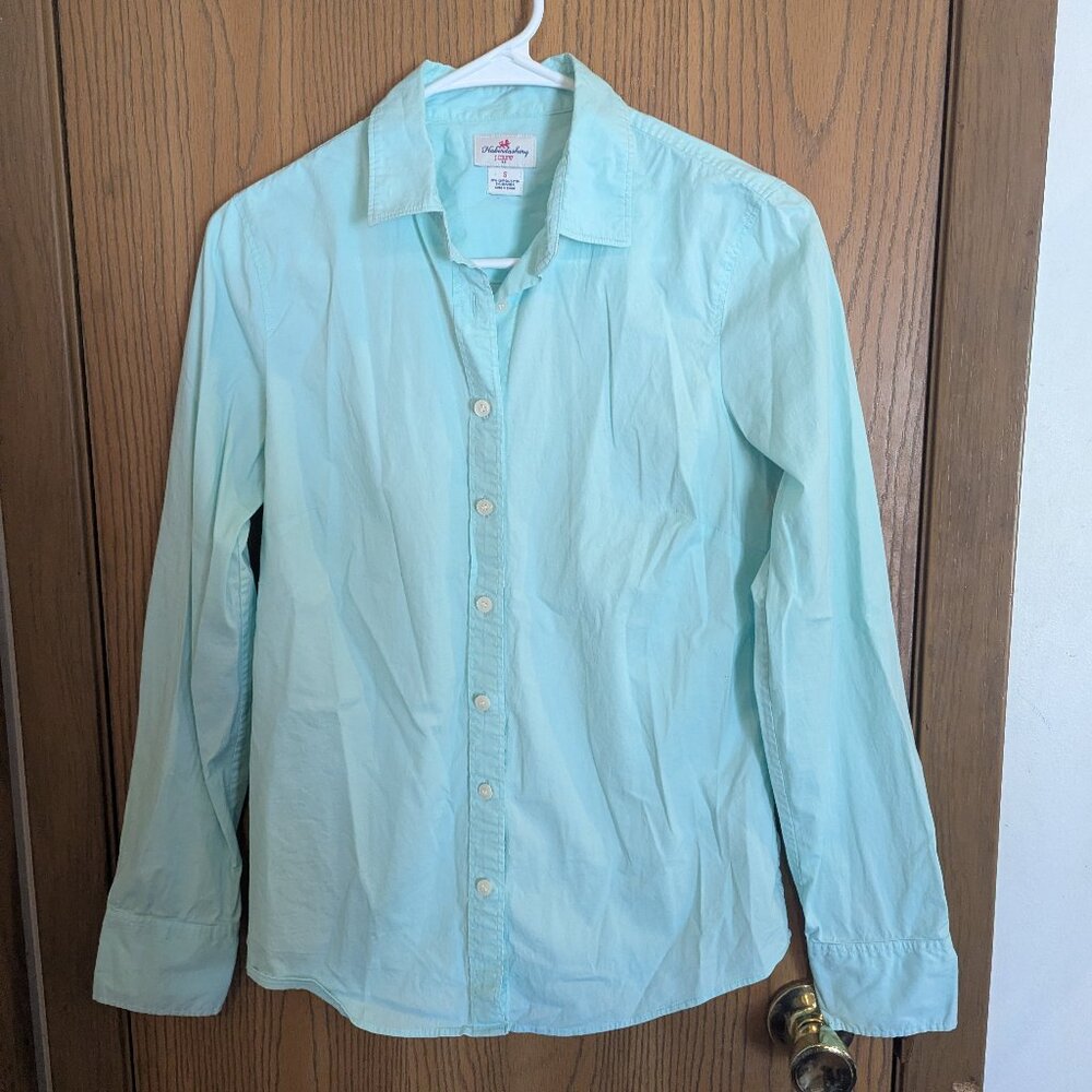 J. Crew Haberdashery Button Down Collar Long Sleeve Shirt Teal/Mint Women's S